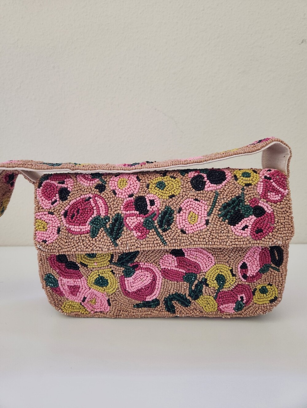 On 34th Beaded Floral Shoulder Bag Cottagecore Boho Purse